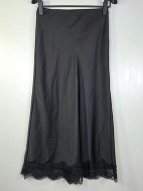 NWT ZARA SATIN EFFECT LACE MIDI SKIRT.